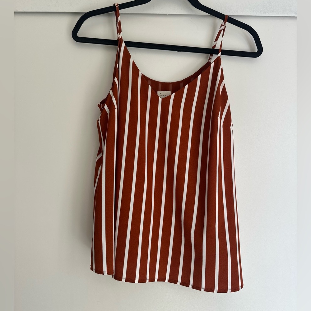 A New Day Orange and white striped tank top size medium